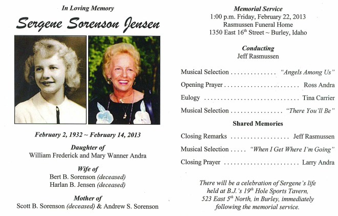Sergene's Funeral Program
