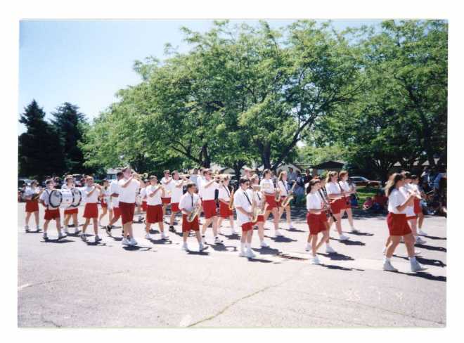 Marching with the Minico Spartans Marching Bank, probably in 1996