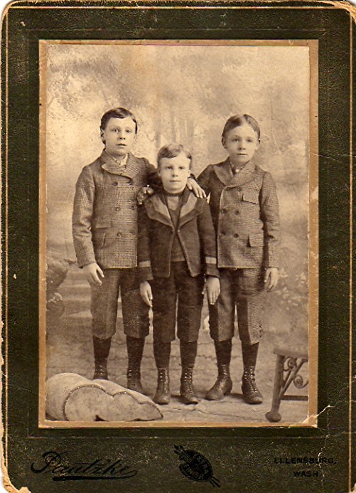 John, Joseph, and William Jonas probably right before moving to Utah in 1901.  The photo is stamped with Ellensburg on the matting.