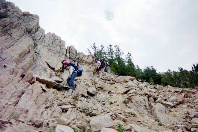 The steep descent, Austin Silva, Ryan Lindsay, Greg Ellinger.