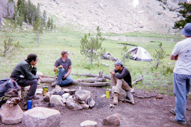 Sitting after morning breakfast, Austin Silva, Greg Ellinger, Michael Fisher, Paul Ross