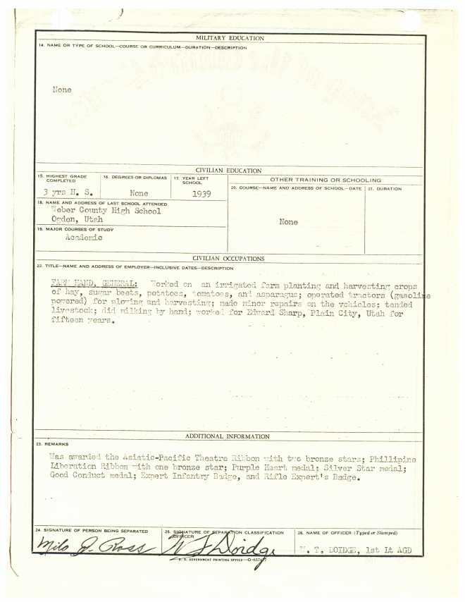 Separation Qualification Record page 2
