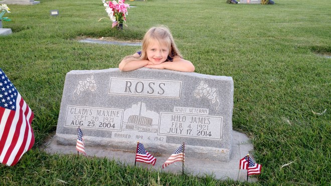 Aliza with Milo & Gladys Ross tombstone