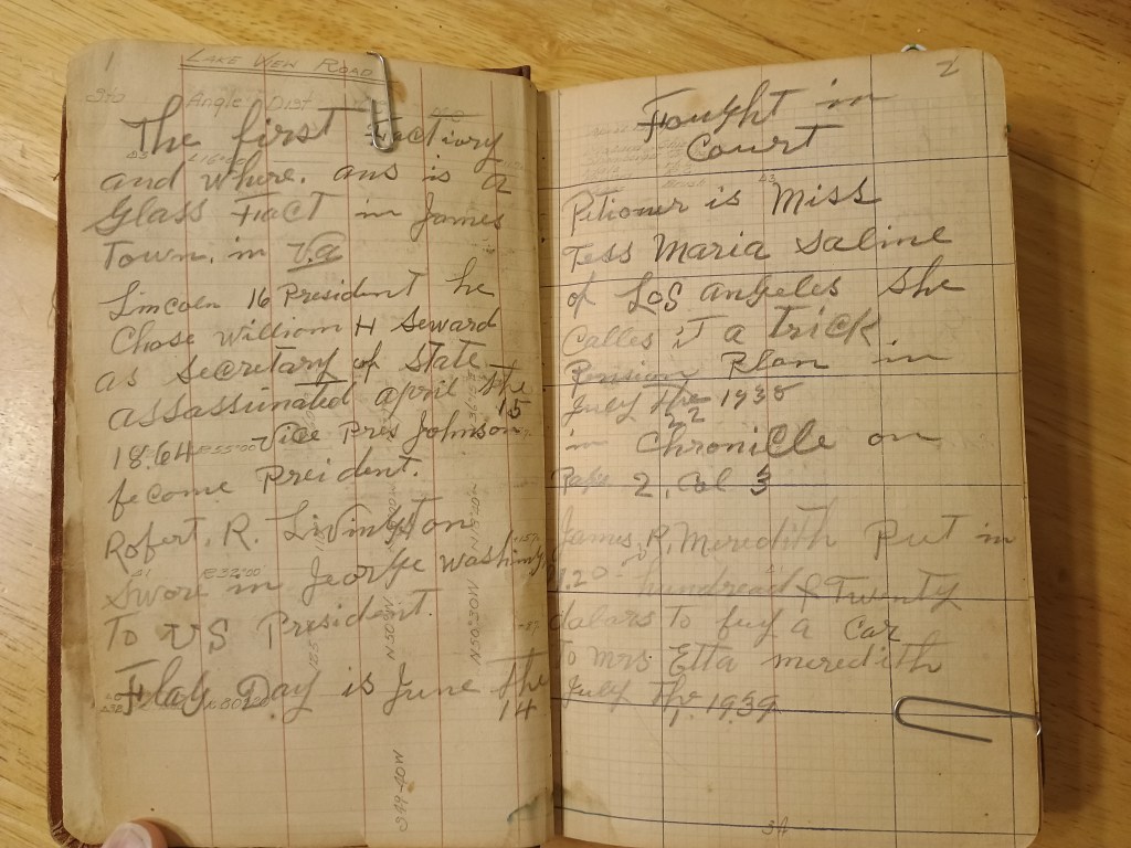 Field Book No. 704, pages 1–2