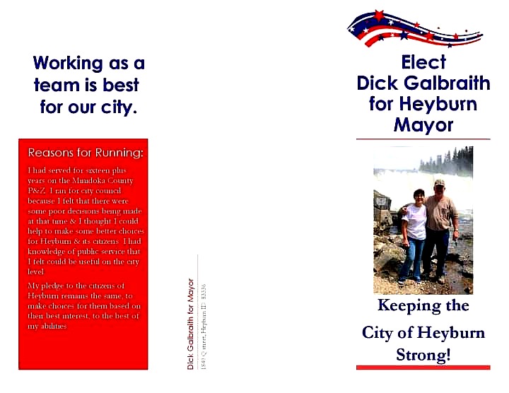 Dick Galbraith campaign flyer, front, November 2021