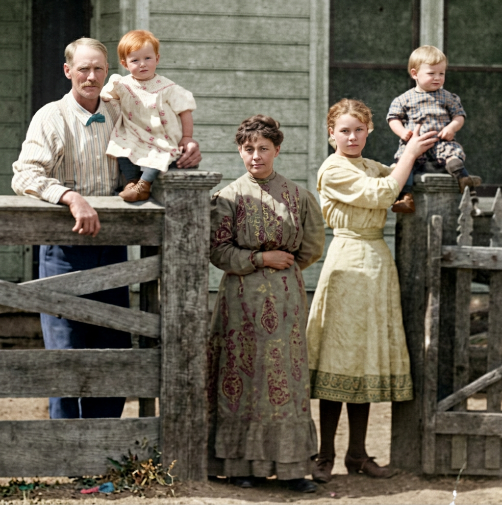 Milo Riley Sharp, Archie Richardson, Mary Ann and Ethel Sharp, Roy Richardson