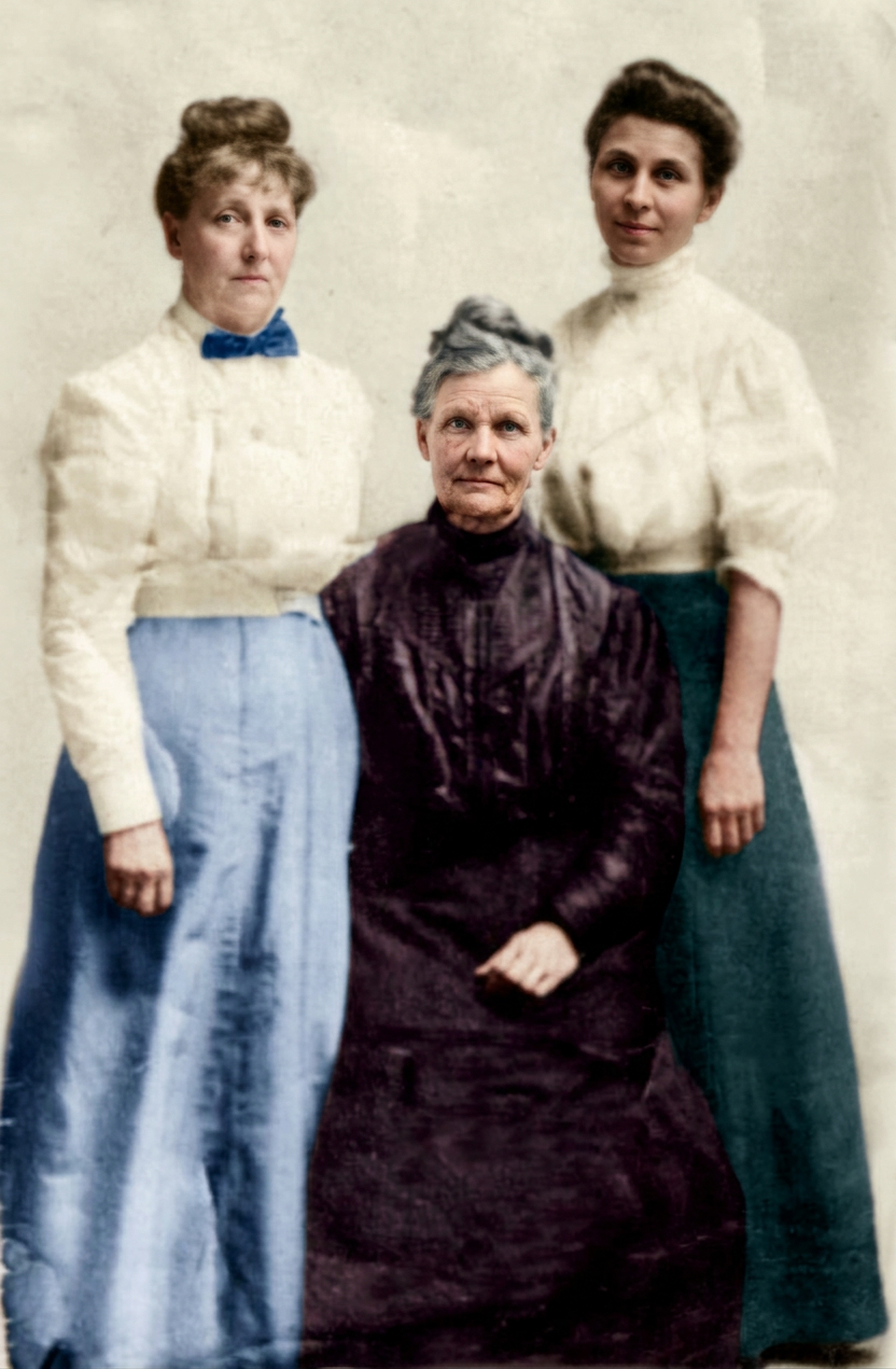 Stoker Sisters, l-r, Mary Ann Stoker Sharp, Jeanette Stoker Rogers, Henrietta Stoker Weston
